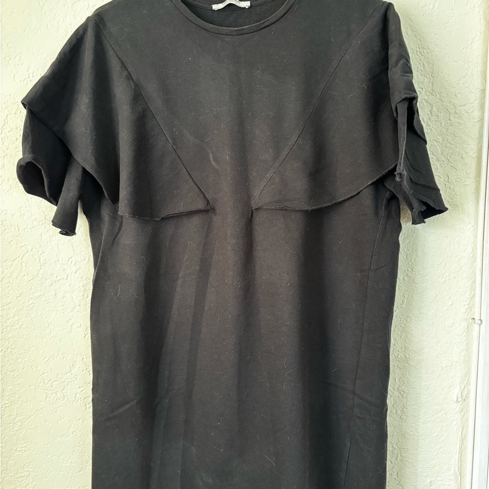 Zara Elegant Black Ruffle Mini Dress